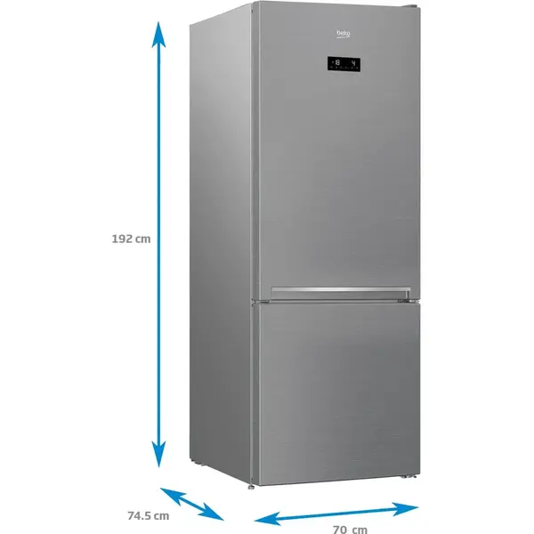 Combina frigorifica Beko RCNE560E40ZXBN, 501 L, HarvestFresh, NeoFrost, Dual Cooling, Clasa E, H 192 cm, Argintiu