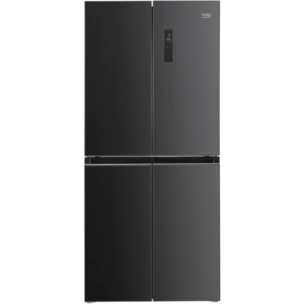 Side by side Beko GNO4031GS, 401 l, Clasa E, NeoFrost Dual Cooling, Compresor Prosmart Inverter, Display touch, H 180 cm, Sticla antracit
