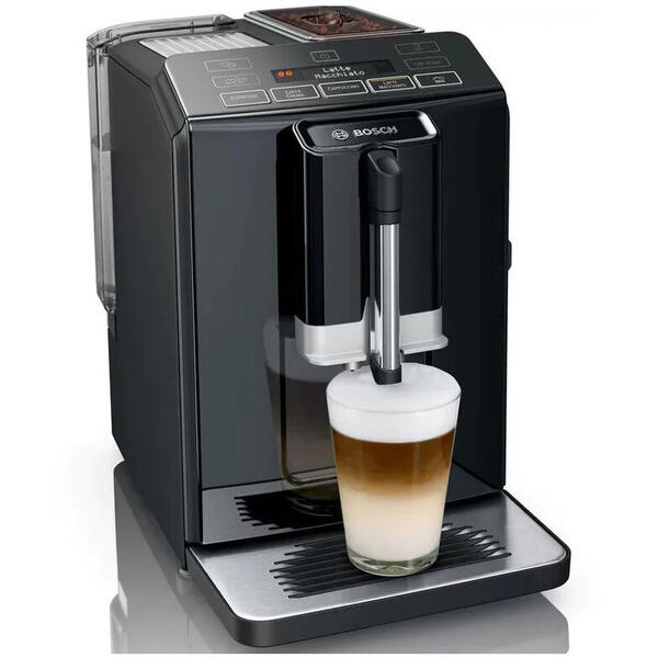 Espressor automat Bosch TIS30329RW, 1300W, 15 Bar, 1.4 l, Functie OneTouch, Rasnita ceramica, Negru