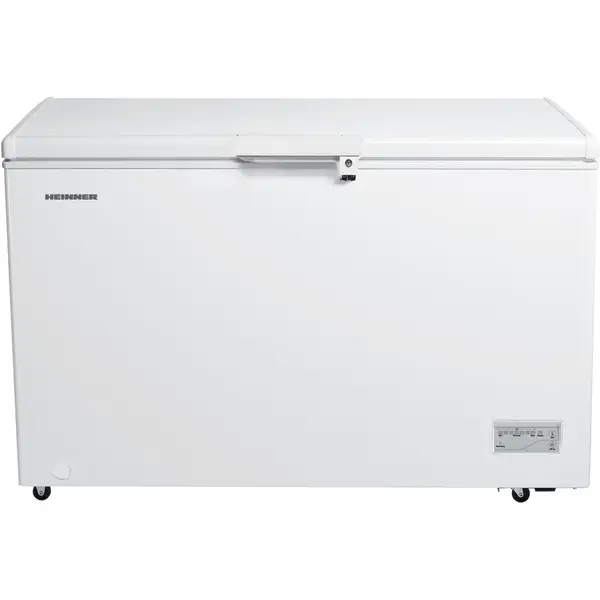 Lada frigorifica Heinner HCF-380NHF+, 380 l, Clasa F, Control elecronic, 2 cosuri, Iluminare LED, Waterproof Display, Alb
