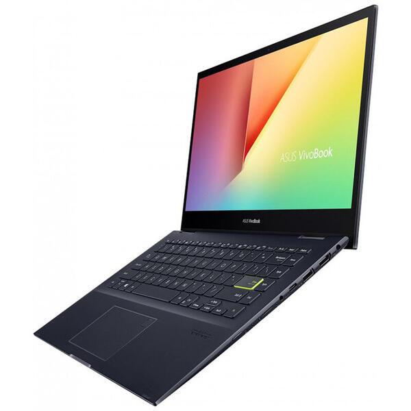 Laptop Asus 2 in 1 Vivobook Flip 14 TM420, Procesor AMD Ryzen 3 5300U, 14inch, Full HD, 8GB, 256GB SSD, AMD Radeon Graphics, Windows 10 Home, Bespoke Black