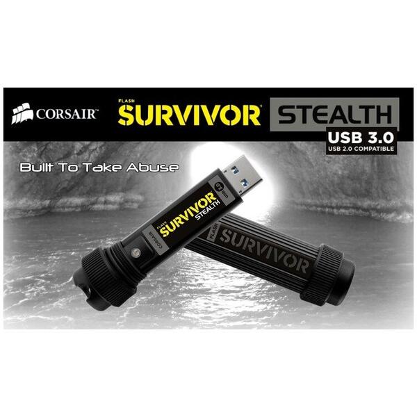Memory stick Corsair Survivor Stealth, 64GB, USB 3.0, Black