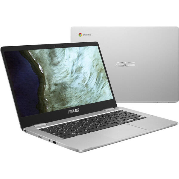 Laptop ASUS Chromebook C423NA, 14inch, Full HD Touch, Procesor Intel Celeron N3350, 4GB DDR4, 64GB eMMC, GMA HD 500, Chrome OS, Silver