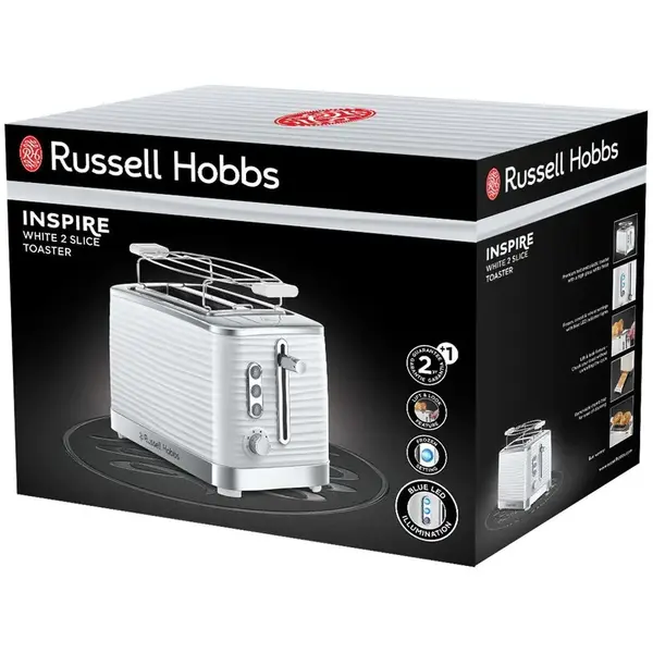 Toaster Russell Hobbs Inspire White 24370-56, 1050 W, 2 felii, Alb/Crom