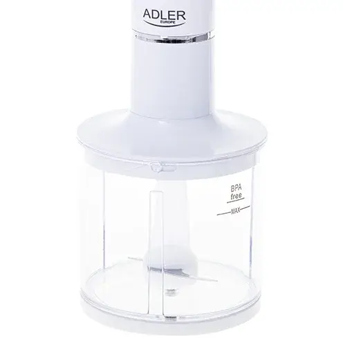 Blender, chopper si mixer 3 in 1 Adler AD4620, Otel inoxidabil cu 2 vase gradate de 450 ml si 750 ml, Alb