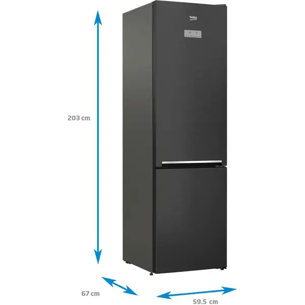 Combina frigorifica Beko RCNA406E60LZXRN, 362 l, NeoFrost Dual Cooling, HarvestFresh, Kitchen Fit, Fresh Guard , Clasa C, H 203 cm, Antracit