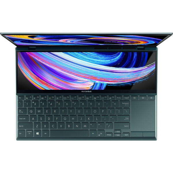 Laptop Asus ZenBook Duo 14 UX482EAR, 14 inch, Full HD, Procesor Intel Core i7-1195G7, 16GB DDR4X, 1TB SSD, Intel Iris Xe, Win 11 Pro, Celestial Blue