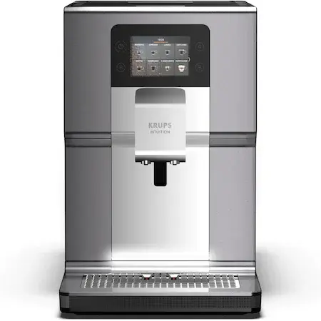 Espressor automat Krups Intuition Preference+ EA875E10, Accesoriu pentru spumarea laptelui, Ecran tactil, Tehnologie Quattro Force, Retete favorite, 1450W, Argintiu