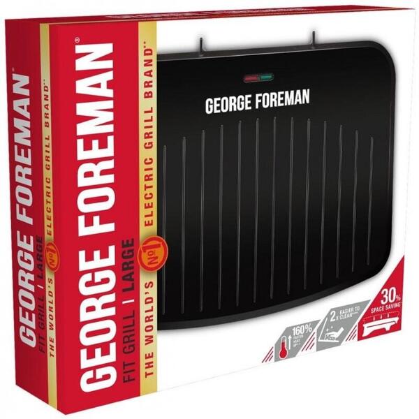 Gratar electric George Foreman Fit Large 25820-56, 2400 W, Invelis antiaderent, Incalzire rapida, Negru