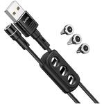  Hoco Cablu Incarcare USB 3 in 1 Magnetic Sunway U98, USB - MicroUSB / Lightning / USB Type-C, 1.2 m, 2.4A, Negru