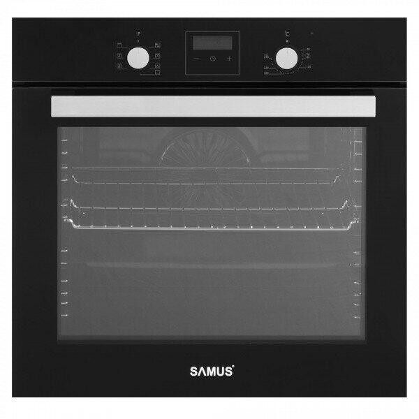 Cuptor incorporabil Samus SC818TGV, 80 L, 2200 W, 7 Functii, Ventilator, Afisaj LCD, Negru