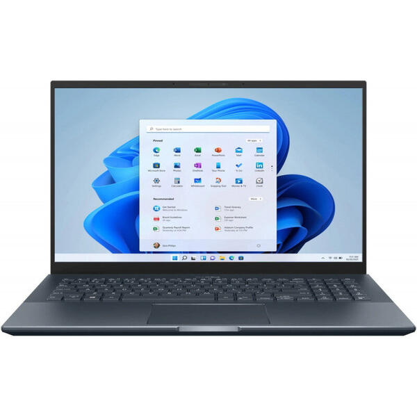 Laptop Asus ZenBook Pro 15 OLED UM5500QE, 15.6 inch, Full HD Touch, Procesor AMD Ryzen 7 5800H, 16GB DDR4X, 512GB SSD, GeForce RTX 3050 Ti, Win 11 Pro, Pine Grey