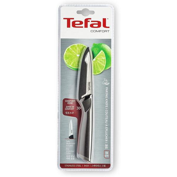 Cutit universal Tefal Comfort Touch cu protectie, Inox, 9 cm, Negru, K2213514