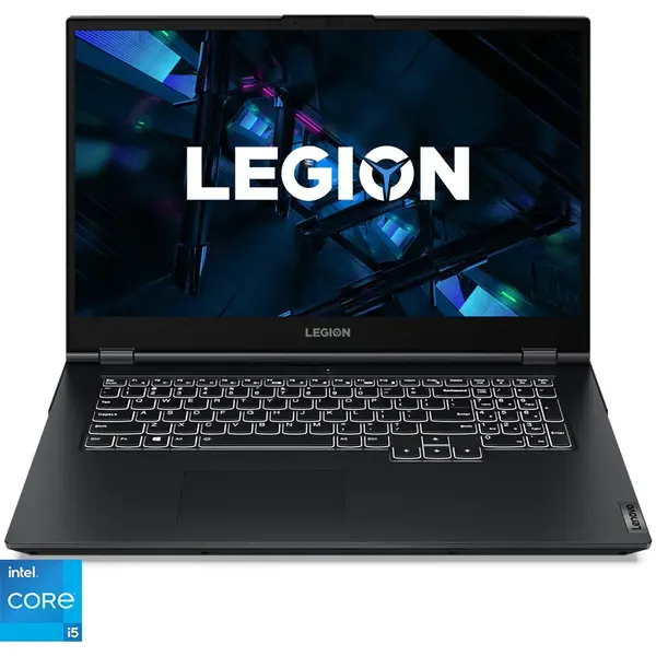 Laptop Lenovo 82JN000DRM Gaming Legion 5 17ITH6 cu procesor Intel Core i5-11400H, 17.3", Full HD, 144Hz, 16GB, 1TB HDD + 256GB SSD, NVIDIA GeForce RTX 3050 4GB, No Os, Phantom Blue