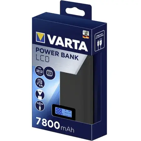 Acumulator extern Varta Power Bank LCD 7800mAh + Cablu microUSB