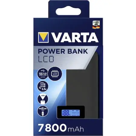 Acumulator extern Varta Power Bank LCD 7800mAh + Cablu microUSB
