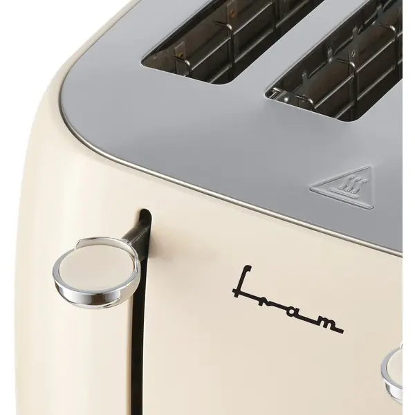 Toaster FRAM FTP-800CR, 1600W, 4 felii, 6 nivele de rumenire, tavita detasabila pentru firimituri, Crem