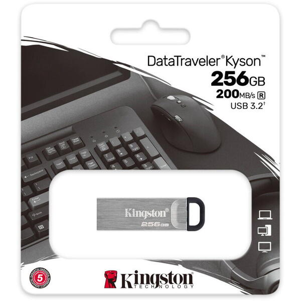 Memory stick Kingston DTKN/256GB, DataTraveler Keyson 256GB USB 3.2 Silver