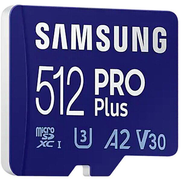 Card de memorie Samsung MB-MD512KA/EU, Micro-SDXC, PRO Plus (2021), 512GB, 160MB/s, clasa 10/U3/V30/A2, UHS-I, adaptor