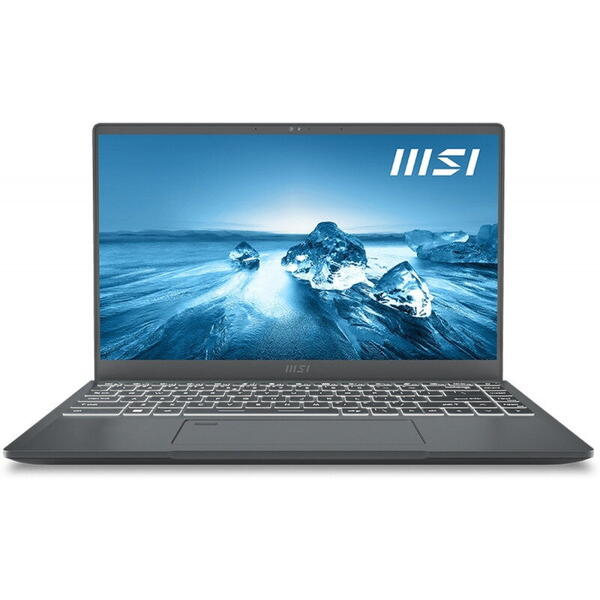 Laptop MSI 9S7-14C612-216, 14 inch, Prestige 14 A12SC, FHD, Procesor Intel Core i5-1240P (12M Cache, up to 4.40 GHz), 8GB DDR4, 512GB SSD, GeForce GTX 1650 4GB, No OS, Grey
