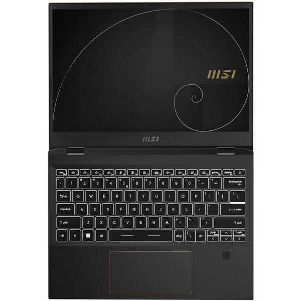 Laptop MSI 9S7-13P311-039, 13.4 inch, Summit E13FlipEvo A12MT, FHD+ 120Hz Touch, Procesor Intel Core i5-1240P (12M Cache, up to 4.40 GHz), 16GB DDR5, 512GB SSD, Intel Iris Xe, Win 11 Home, Black