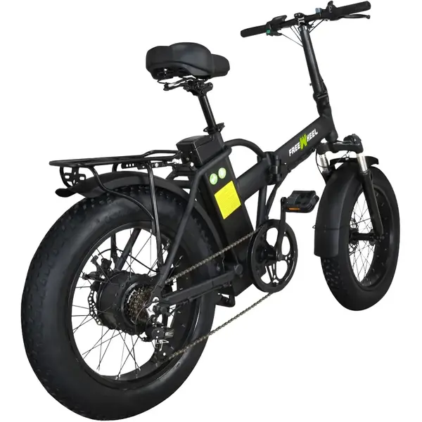 Bicicleta electrica Fat Bike FREEWHEEL ALL TERRAIN Roti 20 inch, Motor 250W, Autonomie 30-50 km, 48V, Acumulator 48V 10 Ah, Negru