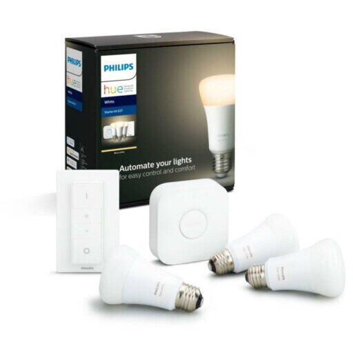 Bec Philips SET 3 KIT smart LED, soclu E27, putere 9W, forma clasic, lumina alb calda, alimentare 220 – 240 V