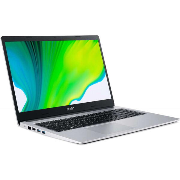 Laptop Acer NX.HVUEX.015, 15.6 inch, Aspire 3 A315-23, FHD, Procesor AMD Ryzen 5 3500U (4M Cache, up to 3.7 GHz), 8GB DDR4, 256GB SSD, Radeon Vega 8, No OS, Pure Silver