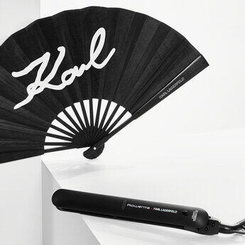 Placa de indreptat parul Rowenta EasyLiss Karl Lagerfeld SF161LF0, Ceramic Tourmaline, 200 °C, placi inteligente, functie Straight &amp; Curl, incalzire rapida, cablu 1.8m, negru&amp;rosu