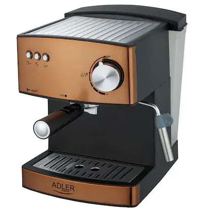 Espressor manual Adler AD4404CR de Cafea si Capucinno, Functie Spumare Lapte, Putere 850W, Rezervor Apa 1.6L Detasabil, Presiune 15 bar, Maro/Negru
