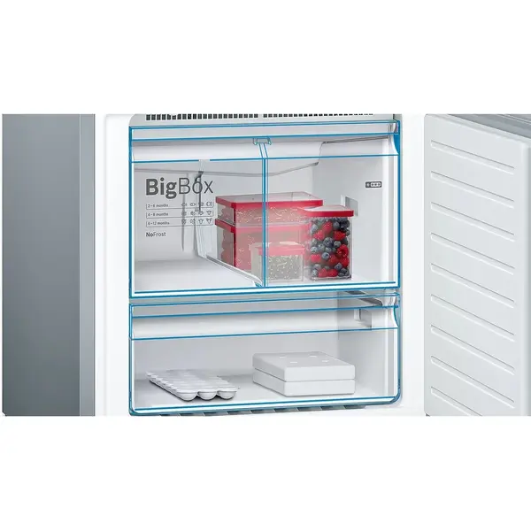 Combina frigorifica Bosch KGF56PIDP, 483 l, Clasa D, NoFrost, VitaFresh, H 193 cm, Inox antiamprenta