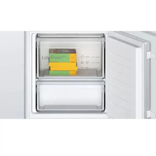 Combina frigorifica Bosch Incorporabila, KIV87NSF0, 270 l, Clasa F, LowFrost, H 177 cm, Argintiu