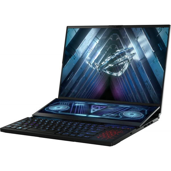 Laptop Asus ROG Zephyrus Duo 16 GX650RS, Gaming, 16inch, QHD+ 165Hz, Procesor AMD Ryzen 9 6900HX, 64GB DDR5, 2x 2TB SSD, GeForce RTX 3080 8GB, Win 11 Home, Black