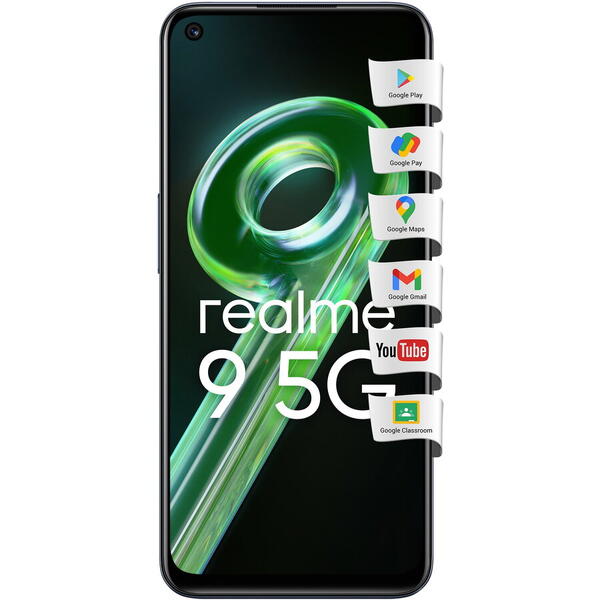 Telefon mobil Realme 9 5G DS, 5G, 6.6", OC, 4GB/64GB, 16MP, 50MP+2MP+2MP, 5000mAh, Meteor Black