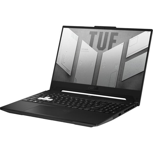 Laptop Asus Gaming 15.6 inch TUF Dash F15 FX517ZE, FHD 144Hz, Procesor Intel Core i7-12650H (24M Cache, up to 4.70 GHz), 16GB DDR5, 512GB SSD, GeForce RTX 3050 Ti 4GB, No OS, Off Black