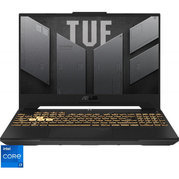 Laptop Asus Gaming 15.6 inch TUF F15 FX507ZM, FHD 144Hz, Procesor Intel Core i7-12700H (24M Cache, up to 4.70 GHz), 16GB DDR5, 1TB SSD, GeForce RTX 3060 6GB, No OS, Jaeger Gray