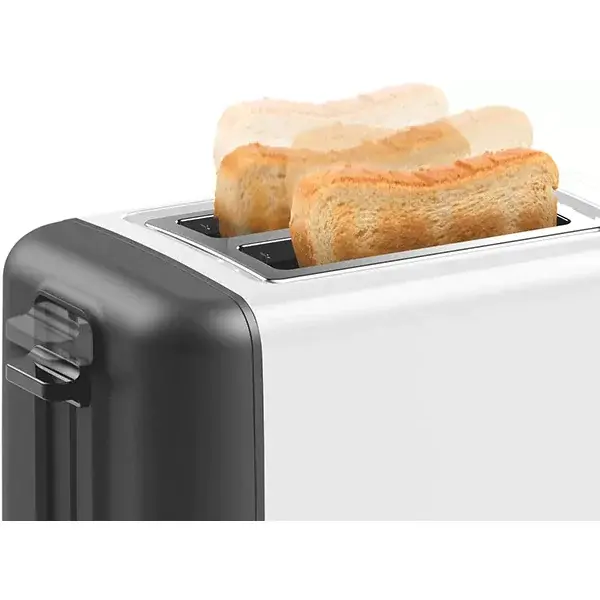 Toaster Prajitor de paine Bosch DesignLine TAT3P421, 2 felii, 970 W, Alb/ Gri