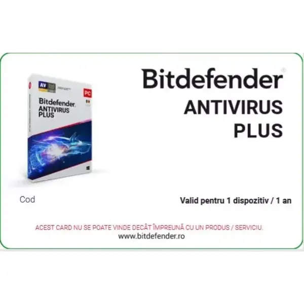 Antivirus BitDefender Plus 2020, 1 PC, 1 An, Scratch card