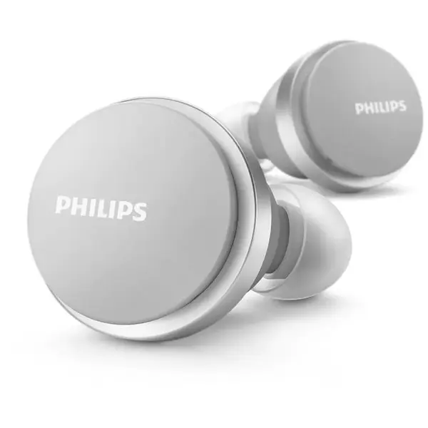 Casti Philips audio true wireless TAT8506WT/00, In-Ear, Bluetooth v5.2, ANC Pro+, microfoane incorporate, IPX4, toc de incarcare, incarcare rapida, redare 8 ore, aplicatie mobila, alb