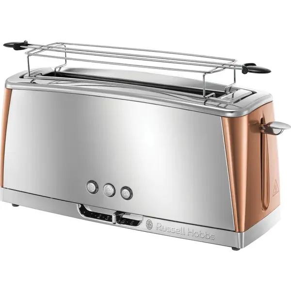 Toaster Russell Hobbs Luna Copper Accents 24310-56, 1550 W, 2 felii, Prajire rapida, Inox/Cupru