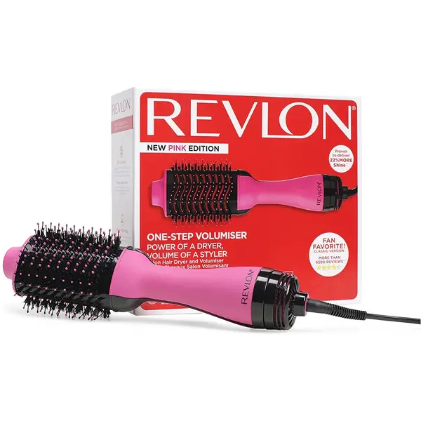 Perie electrica fixa REVLON One-Step Hair Dryer and Volumizer, RVDR5222PE, Pentru par mediu si lung, Roz