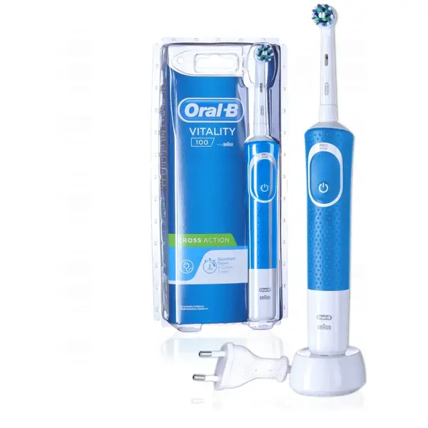 Periuta de dinti electrica Oral-B Vitality 100 Cross Action, Albastru, 7600 miscari/minut, Cronometru