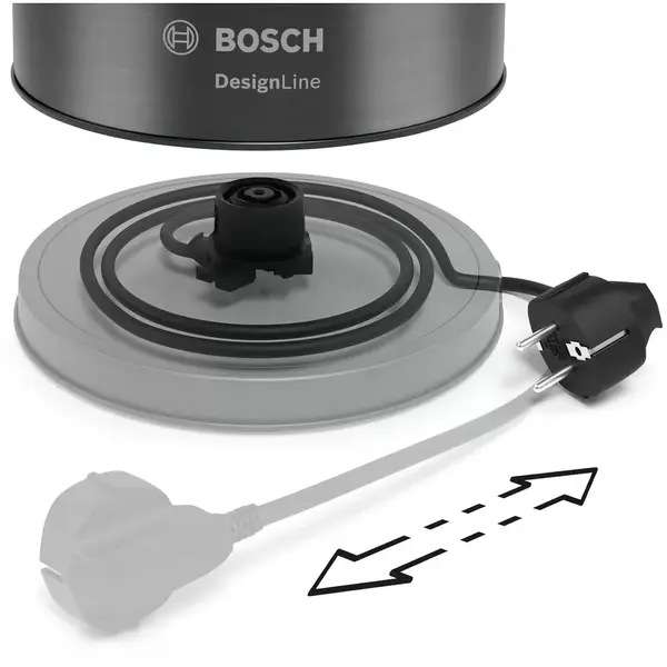 Fierbator apa Bosch DesignLine TWK5P475, 1.7l, 2400W, Gri/ negru