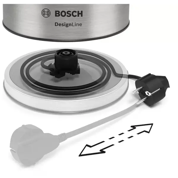 Fierbator apa Bosch DesignLine TWK5P480, 1.7l, 2400W, Argintiu/ negru