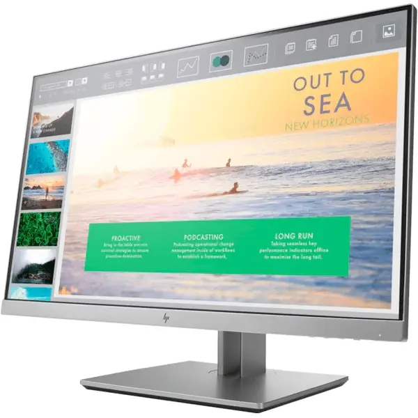 Monitor 1FH46AA, LED IPS HP EliteDisplay 23", Full HD, 60HZ, 5ms, Display Port, HDMI, VGA, USB, Argintiu