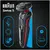 Aparat de ras Braun electric Series 5 51-R1200s Wet&amp;Dry, AutoSense, Easy Clean, Easy Click, 3 elemente de taiere, 1 accesoriu pentru mustata si perciuni, Rosu/Negru