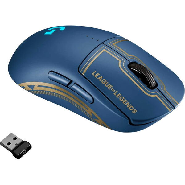 Mouse gaming wireless Logitech G Pro LightSpeed League of Legends, Senzor Hero 25K DPI, Albastru