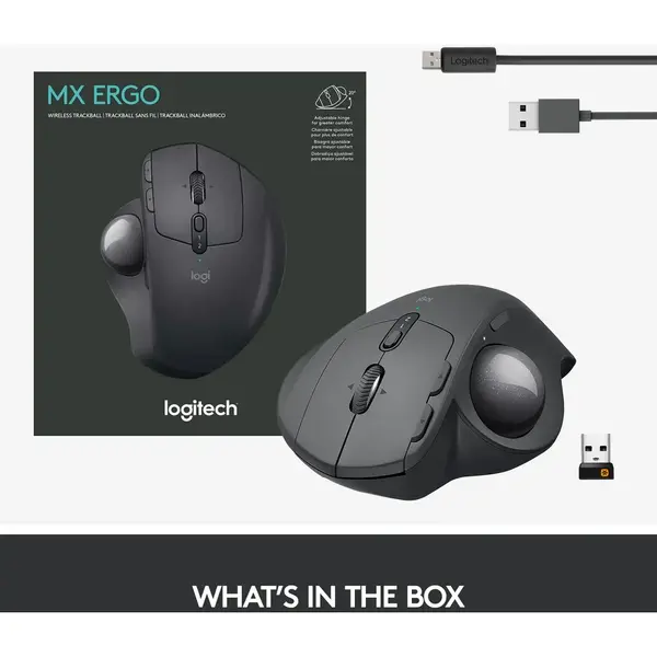 Mouse wireless Logitech MX Ergo Trackball, negru