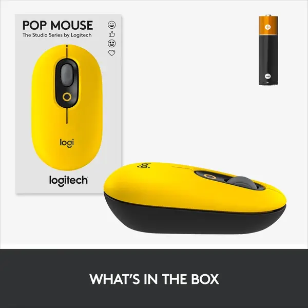 Mouse wireless Logitech Pop Blast, Ambidextru, Galben