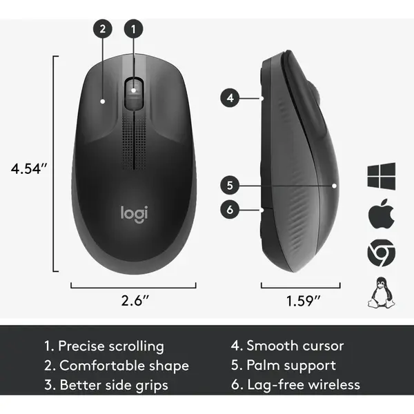 Mouse Logitech Wireless M190, Charcoal